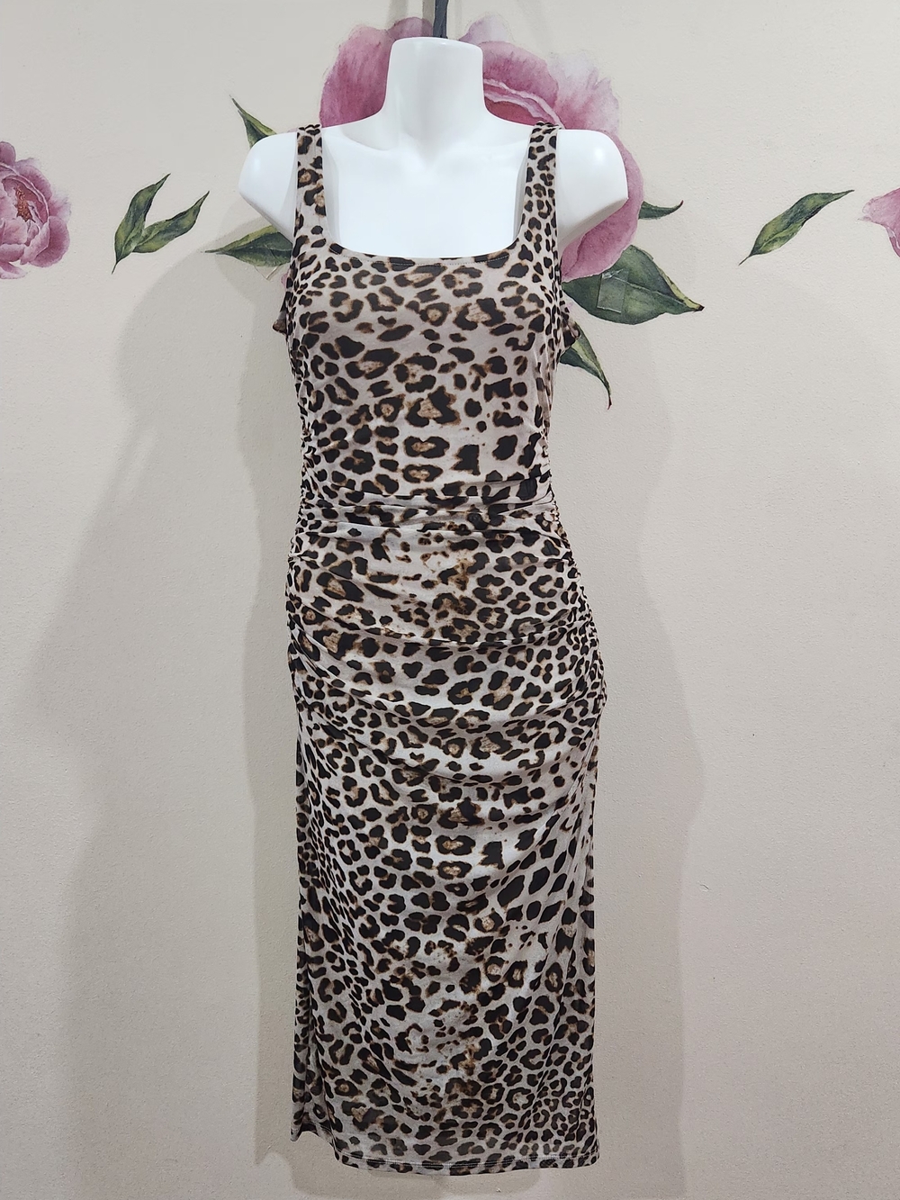 Bar III Leopard Print Midi Dress in Brown and Cream